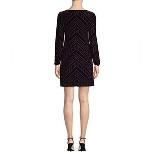 VINCE Camuto Purple Velvet Geometric Shift Dress Size  4